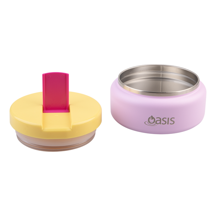 Oasis S/S D/WALL INS. FOOD FLASK W/QUICK RELEASE LID 230ML BUBBLEGUM PINK