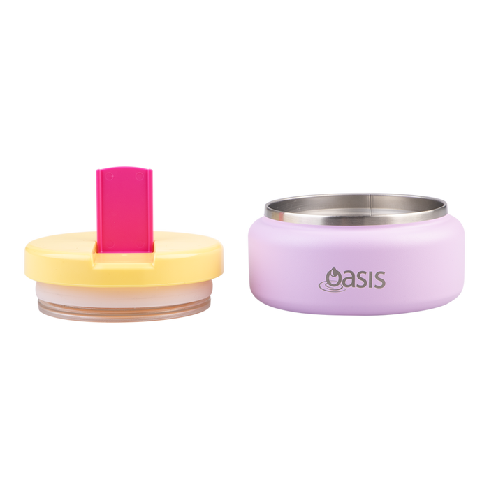Oasis S/S D/WALL INS. FOOD FLASK W/QUICK RELEASE LID 230ML BUBBLEGUM PINK
