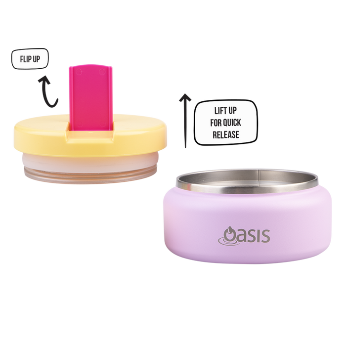 Oasis S/S D/WALL INS. FOOD FLASK W/QUICK RELEASE LID 230ML BUBBLEGUM PINK
