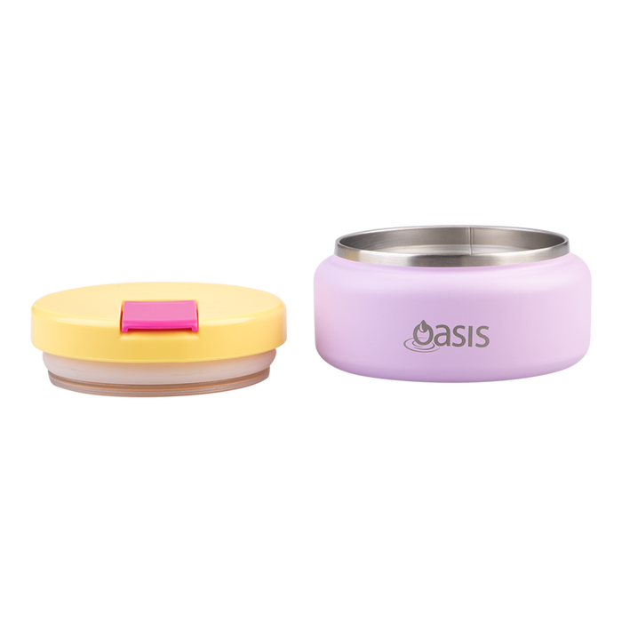 Oasis S/S D/WALL INS. FOOD FLASK W/QUICK RELEASE LID 230ML BUBBLEGUM PINK