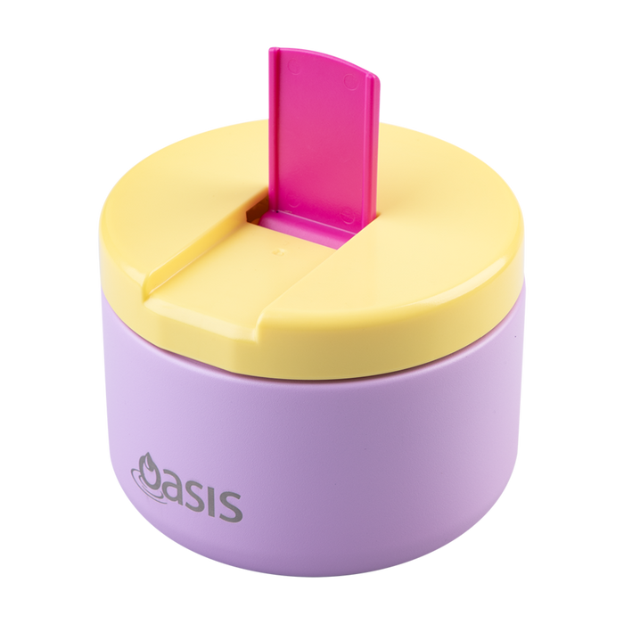 Oasis Stainless Steel Double Wall Insulated Food Flask with Quick Release Lid 300 ml - Bubblegum Pink