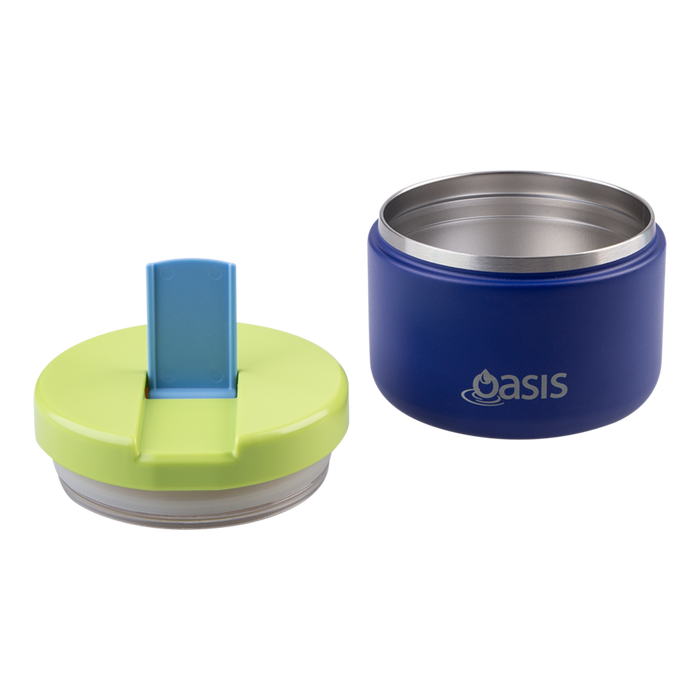 S/S D/WALL INS. FOOD FLASK W/QUICK RELEASE LID 300ML PEACOCK BLUE