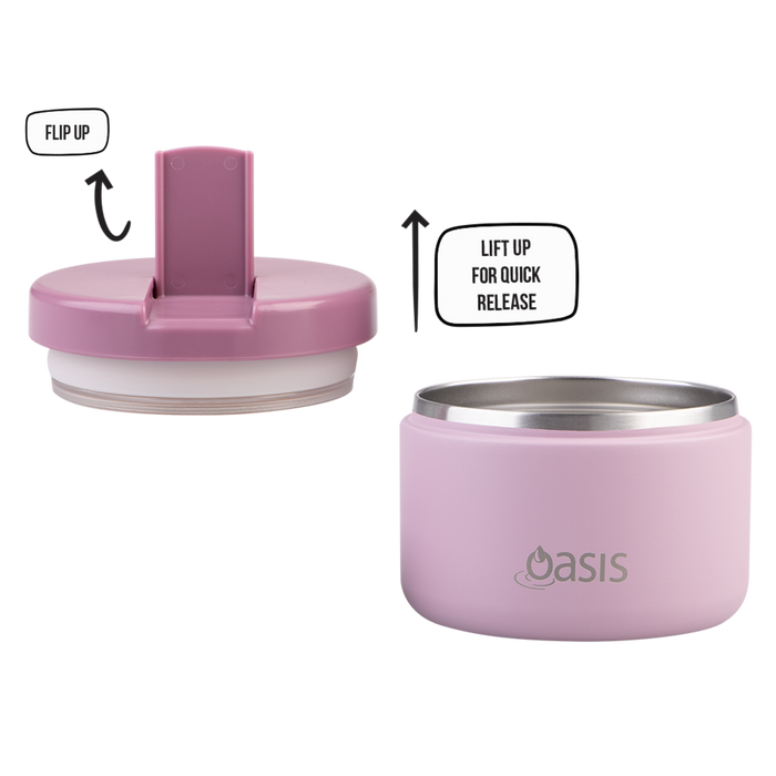 S/S D/WALL INS. FOOD FLASK W/QUICK RELEASE LID 300ML BLUSH