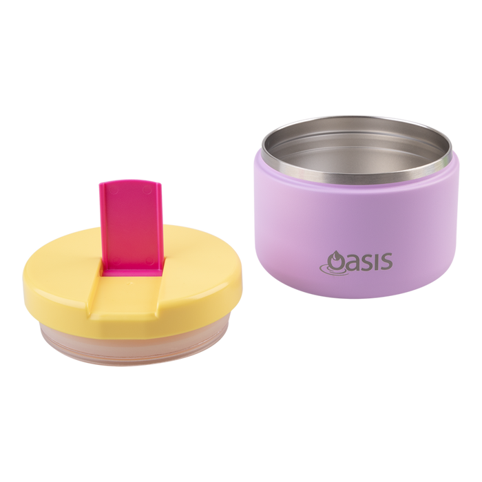 Oasis Stainless Steel Double Wall Insulated Food Flask with Quick Release Lid 300 ml - Bubblegum Pink