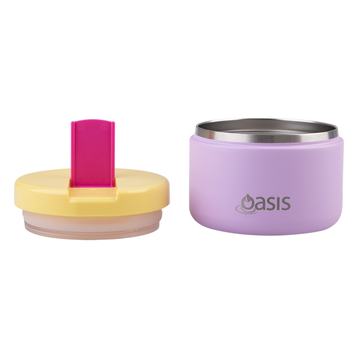 Oasis Stainless Steel Double Wall Insulated Food Flask with Quick Release Lid 300 ml - Bubblegum Pink