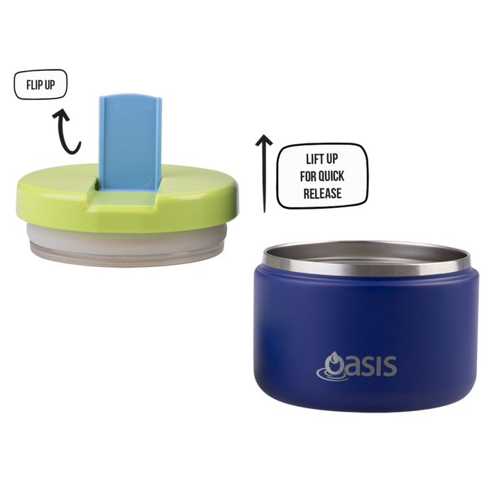 S/S D/WALL INS. FOOD FLASK W/QUICK RELEASE LID 300ML PEACOCK BLUE