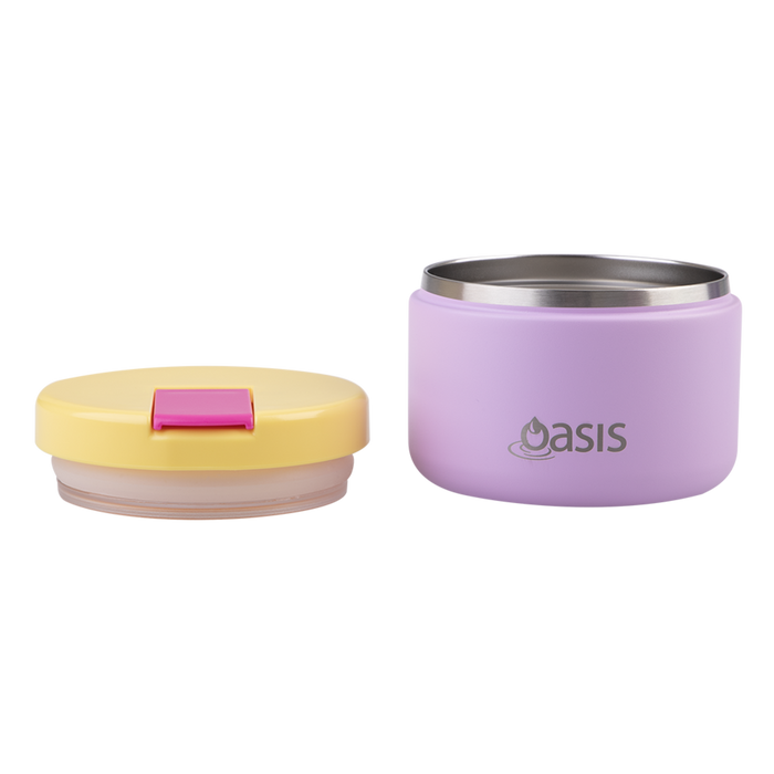 Oasis Stainless Steel Double Wall Insulated Food Flask with Quick Release Lid 300 ml - Bubblegum Pink