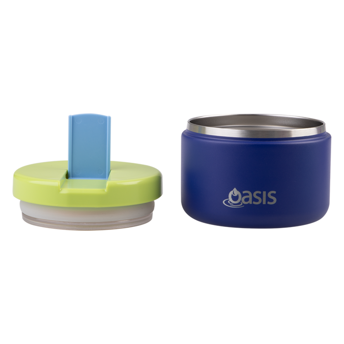 S/S D/WALL INS. FOOD FLASK W/QUICK RELEASE LID 300ML PEACOCK BLUE