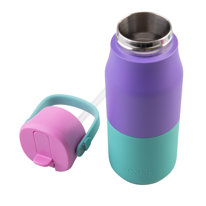 S/S D/WALL INS. DRINK BOTTLE W/SIPPER 400ML MERMAID PURPLE