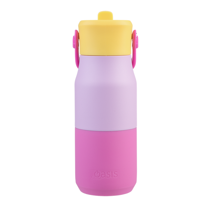 S/S D/WALL INS. DRINK BOTTLE W/SIPPER 400ML BUBBLEGUM PINK