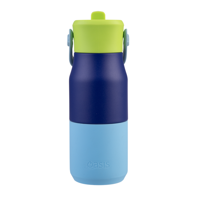 S/S D/WALL INS. DRINK BOTTLE W/SIPPER 400ML PEACOCK BLUE