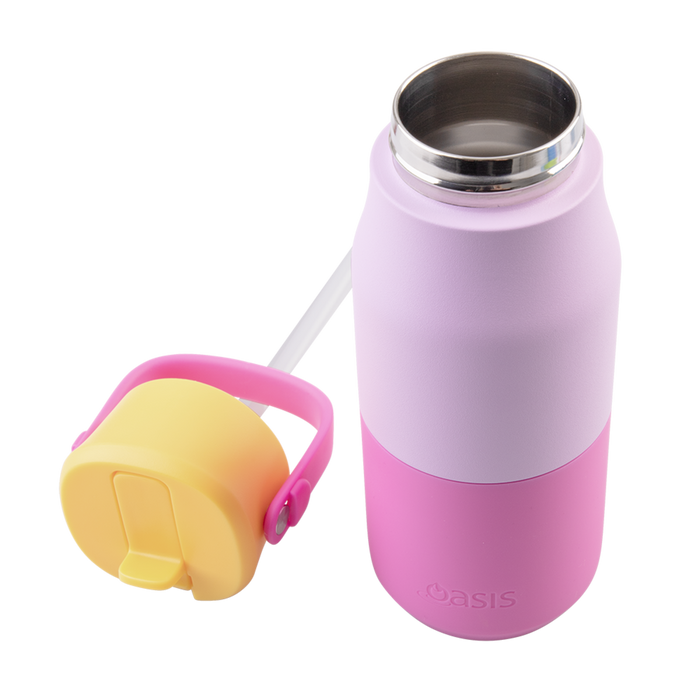 S/S D/WALL INS. DRINK BOTTLE W/SIPPER 400ML BUBBLEGUM PINK