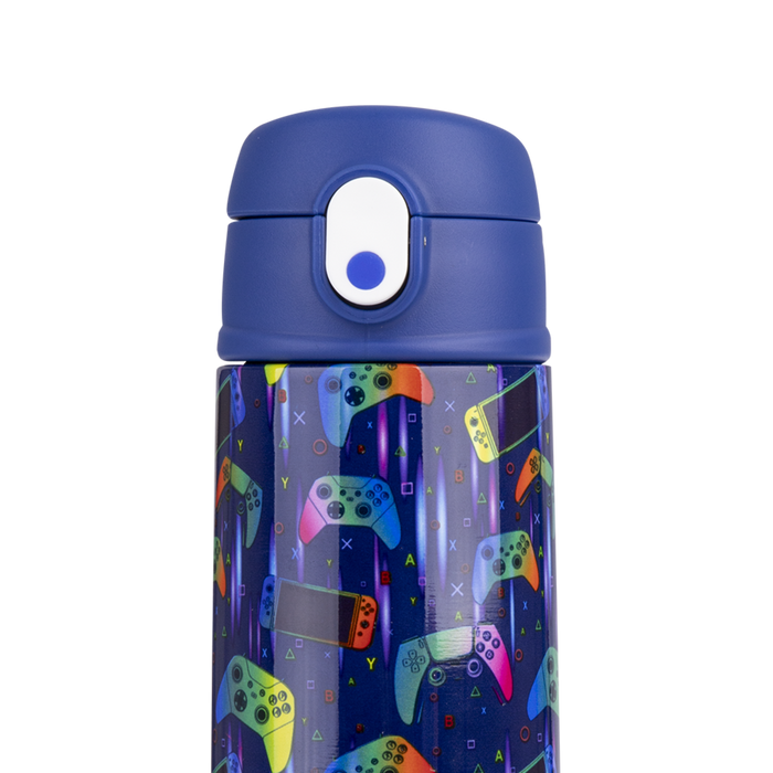 S/S D/WALL INS. KID'S DRINK BOTTLE W/ SIPPER STRAW 550ML GAMER