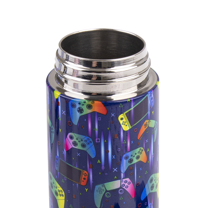 S/S D/WALL INS. KID'S DRINK BOTTLE W/ SIPPER STRAW 550ML GAMER