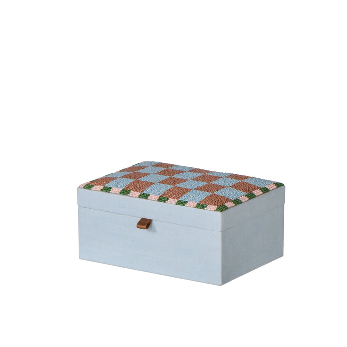 Emporium Ruby Beaded Check Jewellery Box Multi-Coloured