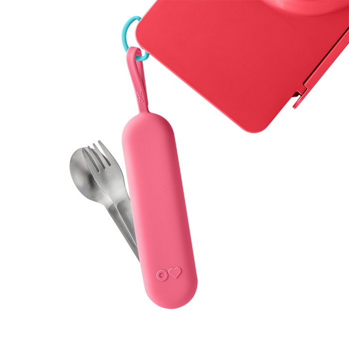 OMIEBOX UP STAINLESS STEEL UTENSIL SET 3 PCE BLUSH