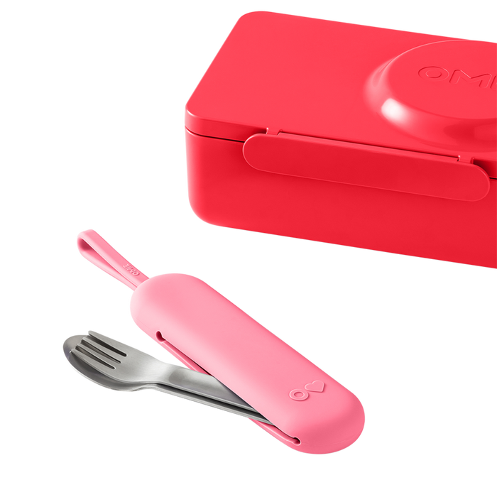 OMIEBOX UP STAINLESS STEEL UTENSIL SET 3 PCE BLUSH