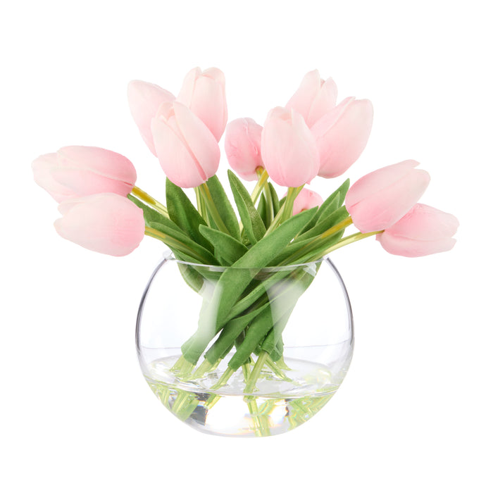 Rogue Tulip Bunch - Sphere Vase Pink