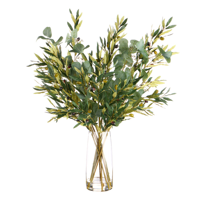 Rogue Olive Eucalyptus Mix - Alana Vase Green & Glass