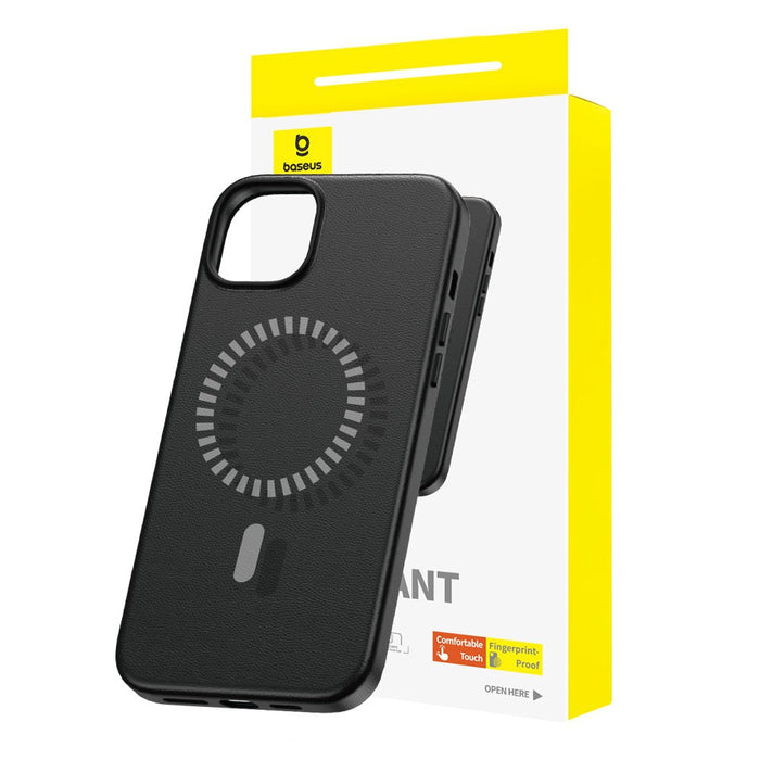 Baseus Fauxther Series Magnetic Phone Case for iPhone 15 Plus-Cluster Black