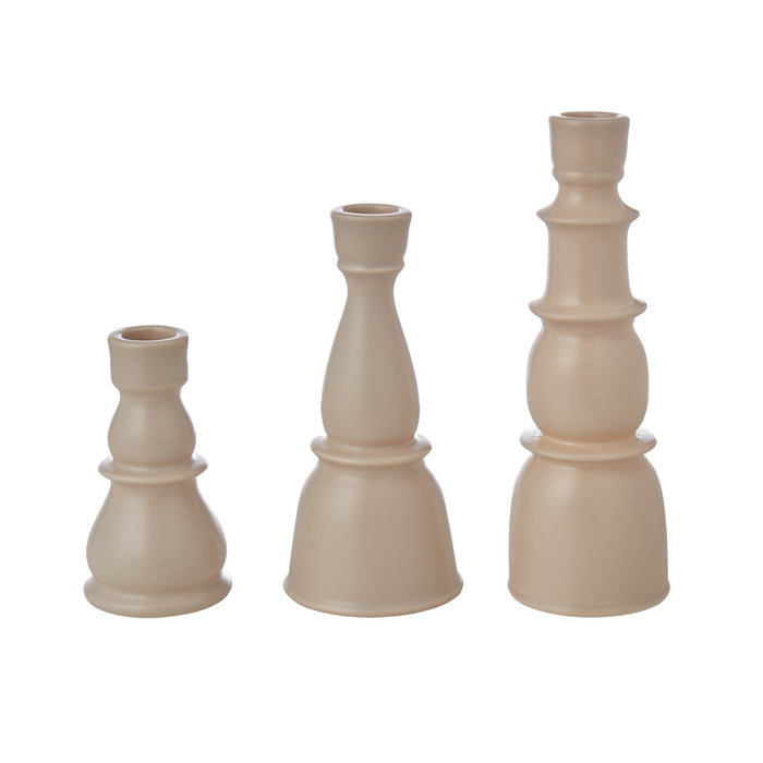 Emporium Ceramic Candle Holder 3pcs Set Beige