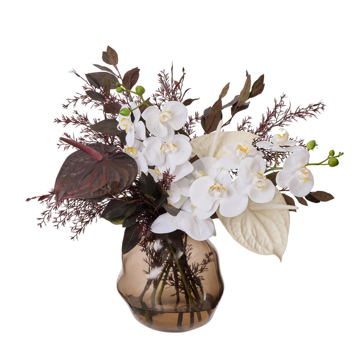 Rogue Anthurium Tea Leaf - Miya Vase White & Purple