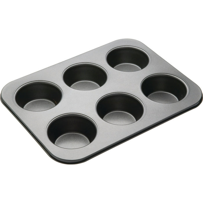 MasterPro Non-Stick 6 Cup American Muffin Pan Black