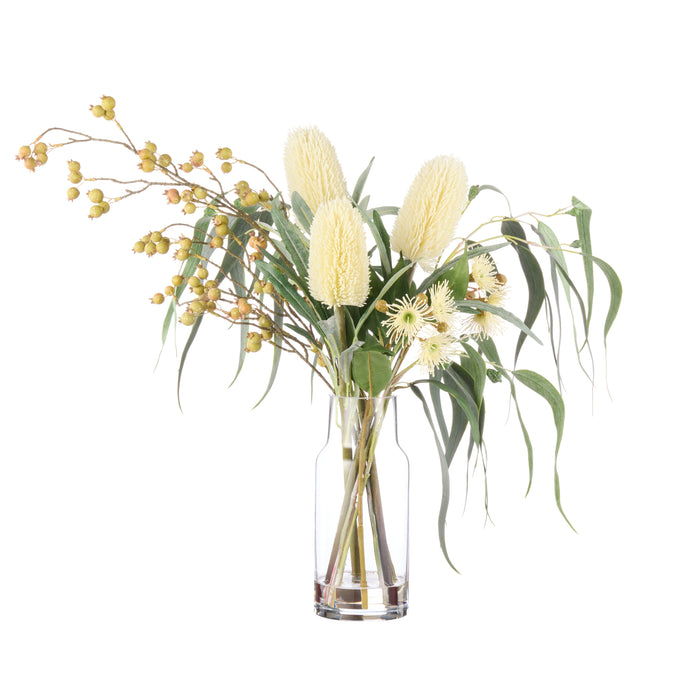 Rogue Banksia Eucalyptus Mix - Rachel Vase Cream