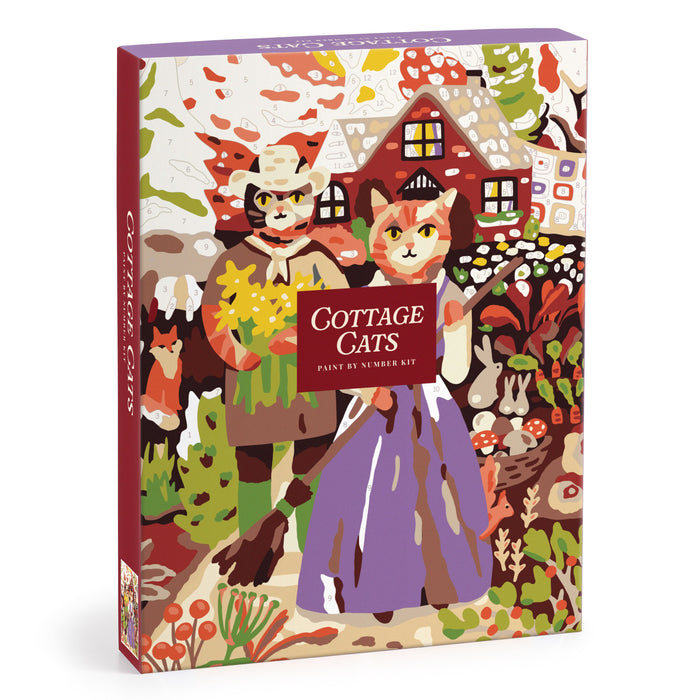 Galison Cottage Cats 9 x 12 Paint by Number Kit Multi-Coloured