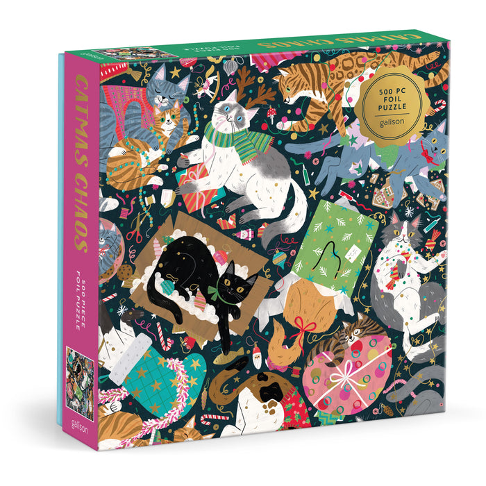 Galison Catmas Chaos Foil Puzzle 500pcs Multi