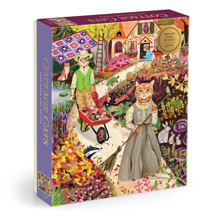 Galison Cottage Cats Foil Puzzle - 1000pc Multi-Coloured