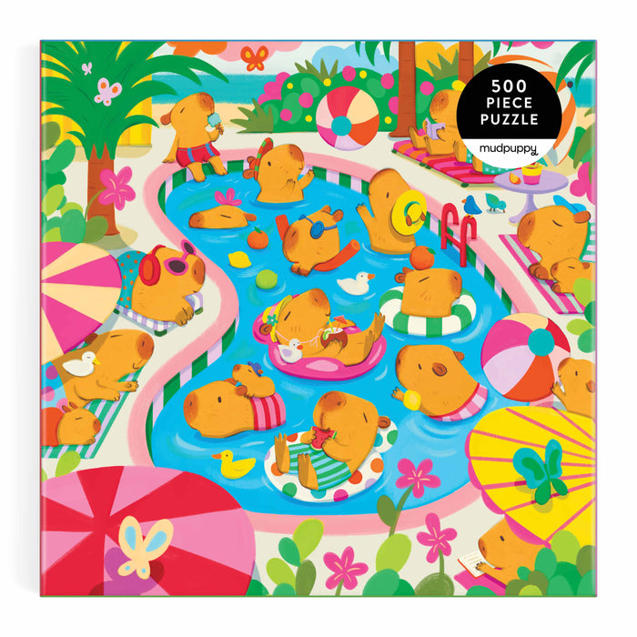 Mudpuppy Capybara Pool Day Family Puzzle - 500pcs Multi-Coloured
