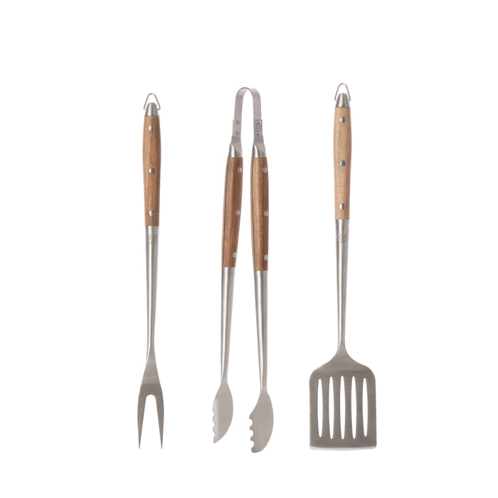Davis & Waddell Ryder BBQ tools 3pcs Chrome & Acacia