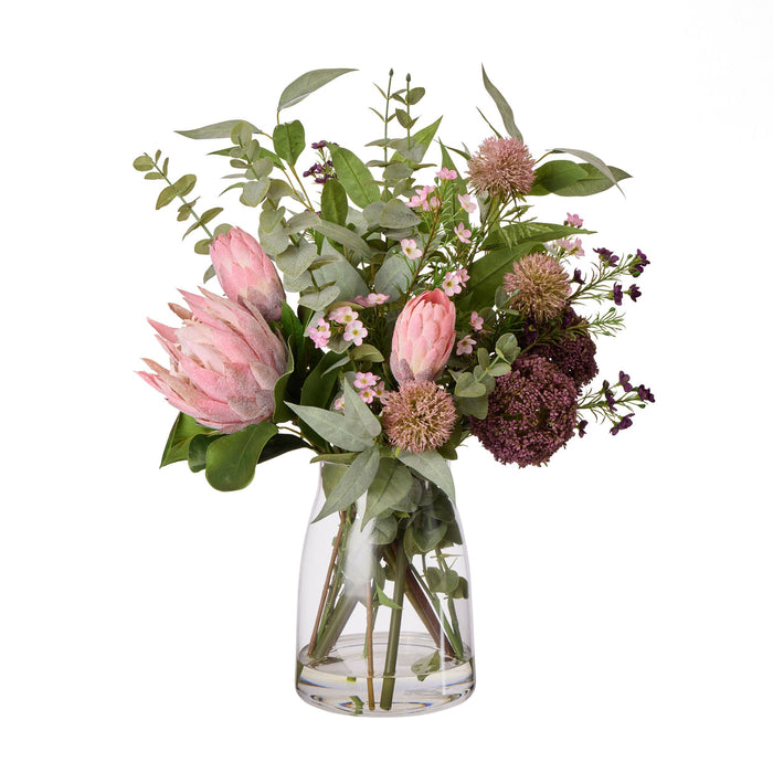 Rogue Protea Allium Eucalyptus Mix - Stella Vase Pink & Purple