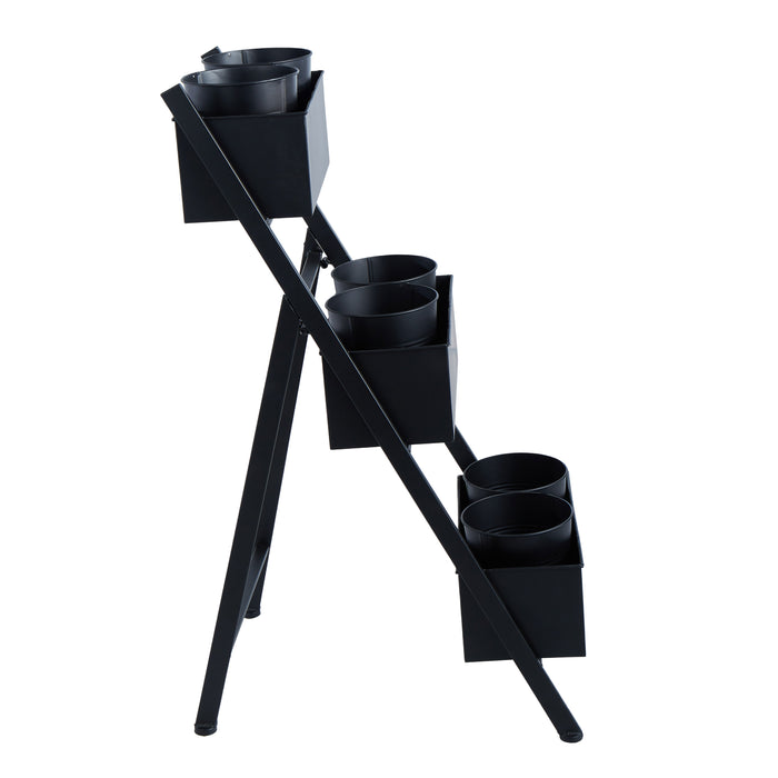 Rogue Flower Stand 3 Tier with 6 Pots Black