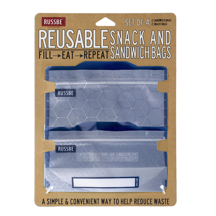 SNACK/SANDWICH BAGS SET 4 - METALLIC HEXAGRID