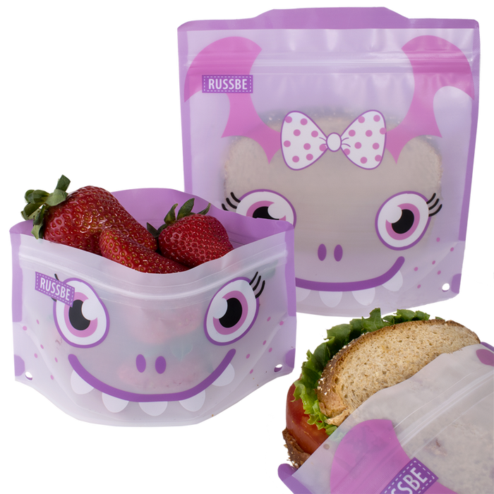 SNACK/SANDWICH BAGS SET 4 - PURPLE MONSTER