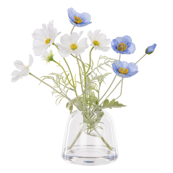 Rogue Poppy Cosmos Mix - Giselle Vase White & Blue
