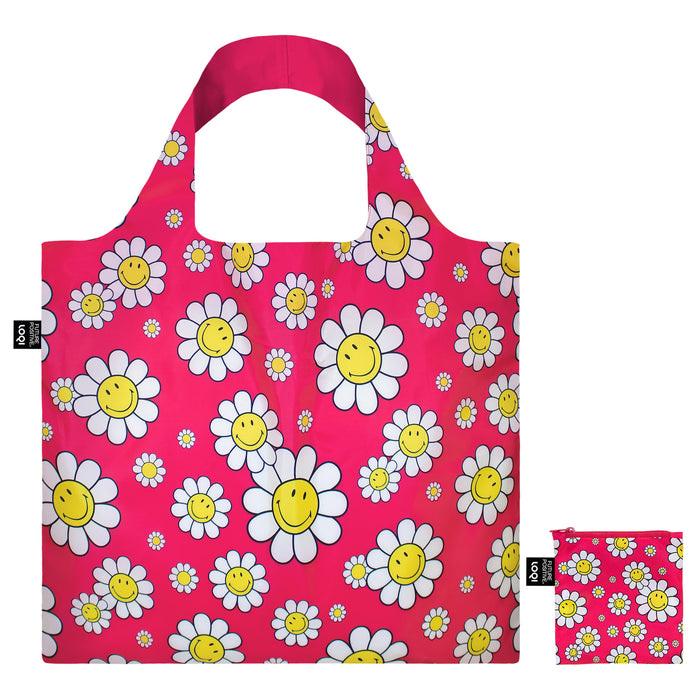 LOQI Smiley Flowers Bag Raspberry