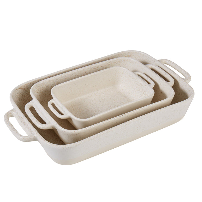 Davis & Waddell Darley Stoneware Bakeware 3pcs Set Cream Speckle
