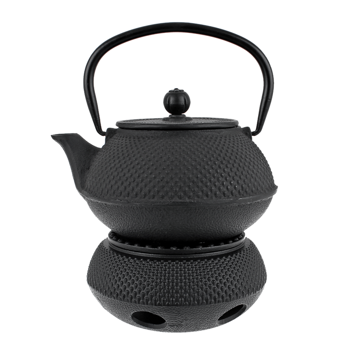 CAST IRON TEAPOT WARMER 13.5CM DIA - FINE HOBNAIL BLACK