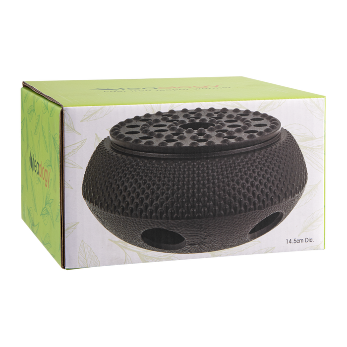 CAST IRON TEAPOT WARMER 13.5CM DIA - FINE HOBNAIL BLACK