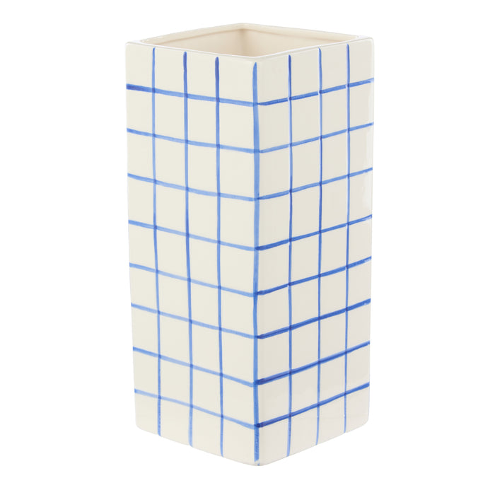 Emporium Lulu Collection Grid Vase Square Blue