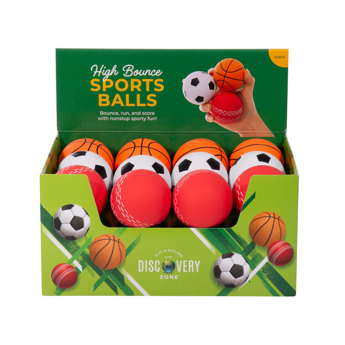 Discovery Zone High Bounce Sports Ball CDU 24pcs/3 Assorted