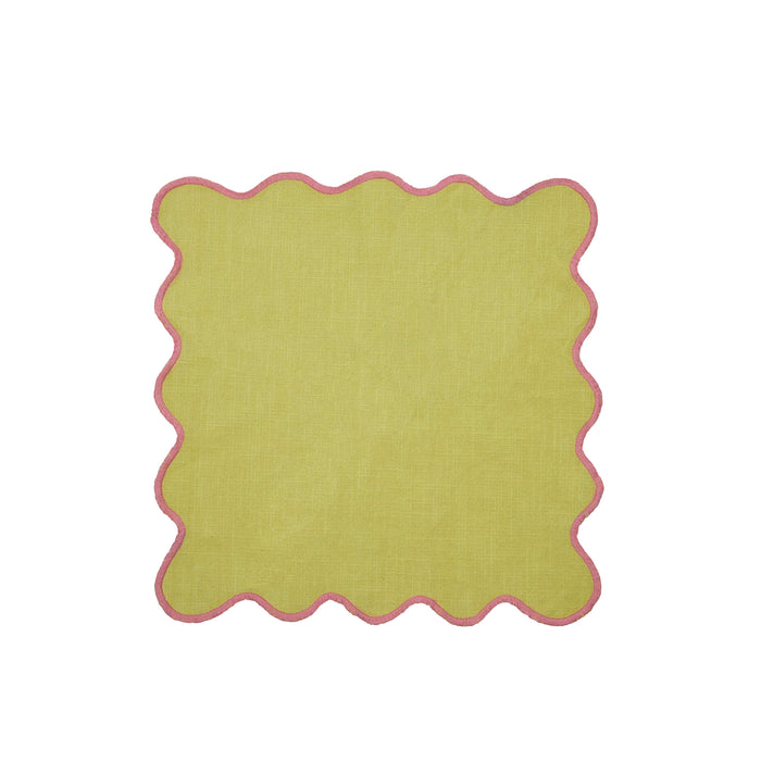 Emporium Neo Scalloped Napkin Lime & Pink