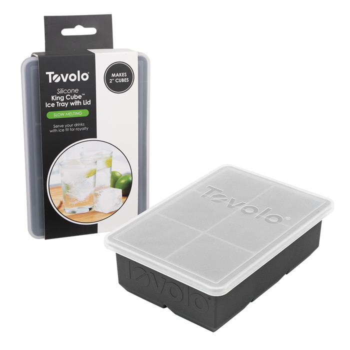 KING CUBE ICE TRAY W/LID CHARCOAL