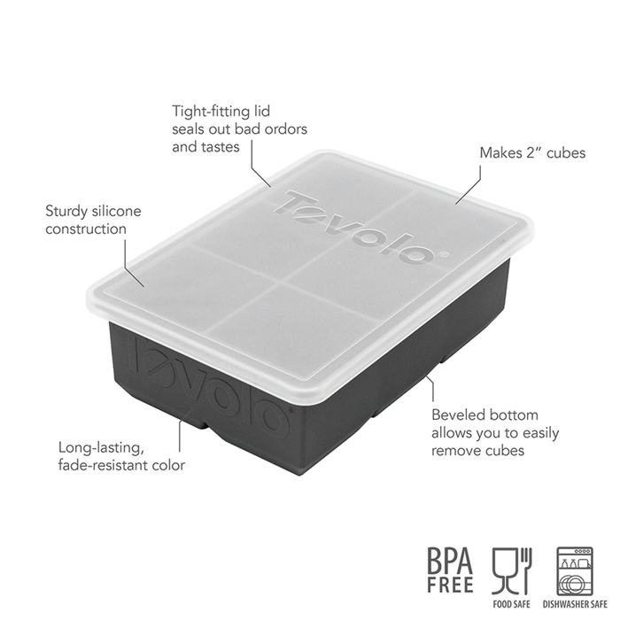 KING CUBE ICE TRAY W/LID CHARCOAL