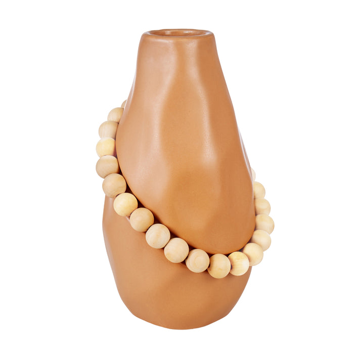 Amalfi Lorna Ceramic Vase With Wood Terracotta