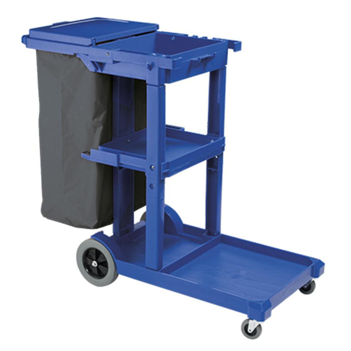 Oates JC-175BL Janitor Trol. Drk Blu W/Lid