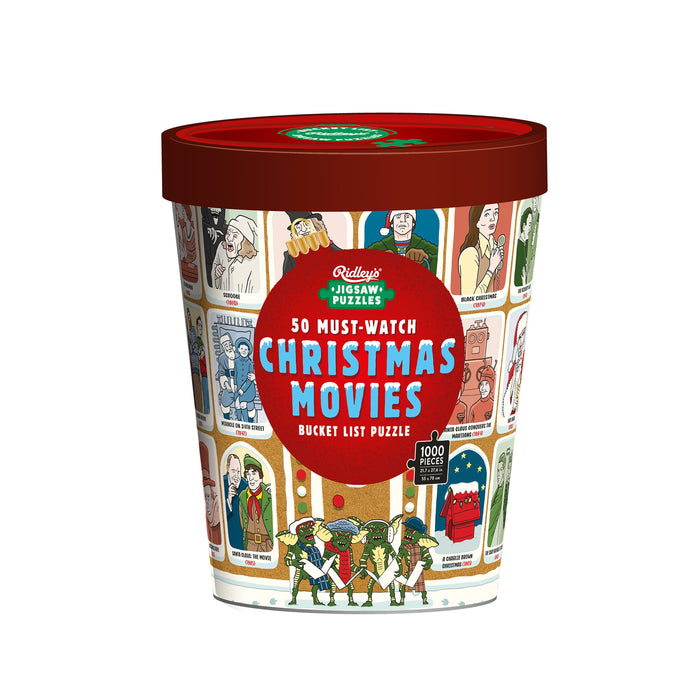 Ridleys Bucket List Puzzle:50 Must - Watch Christmas Movies-1000pc Red